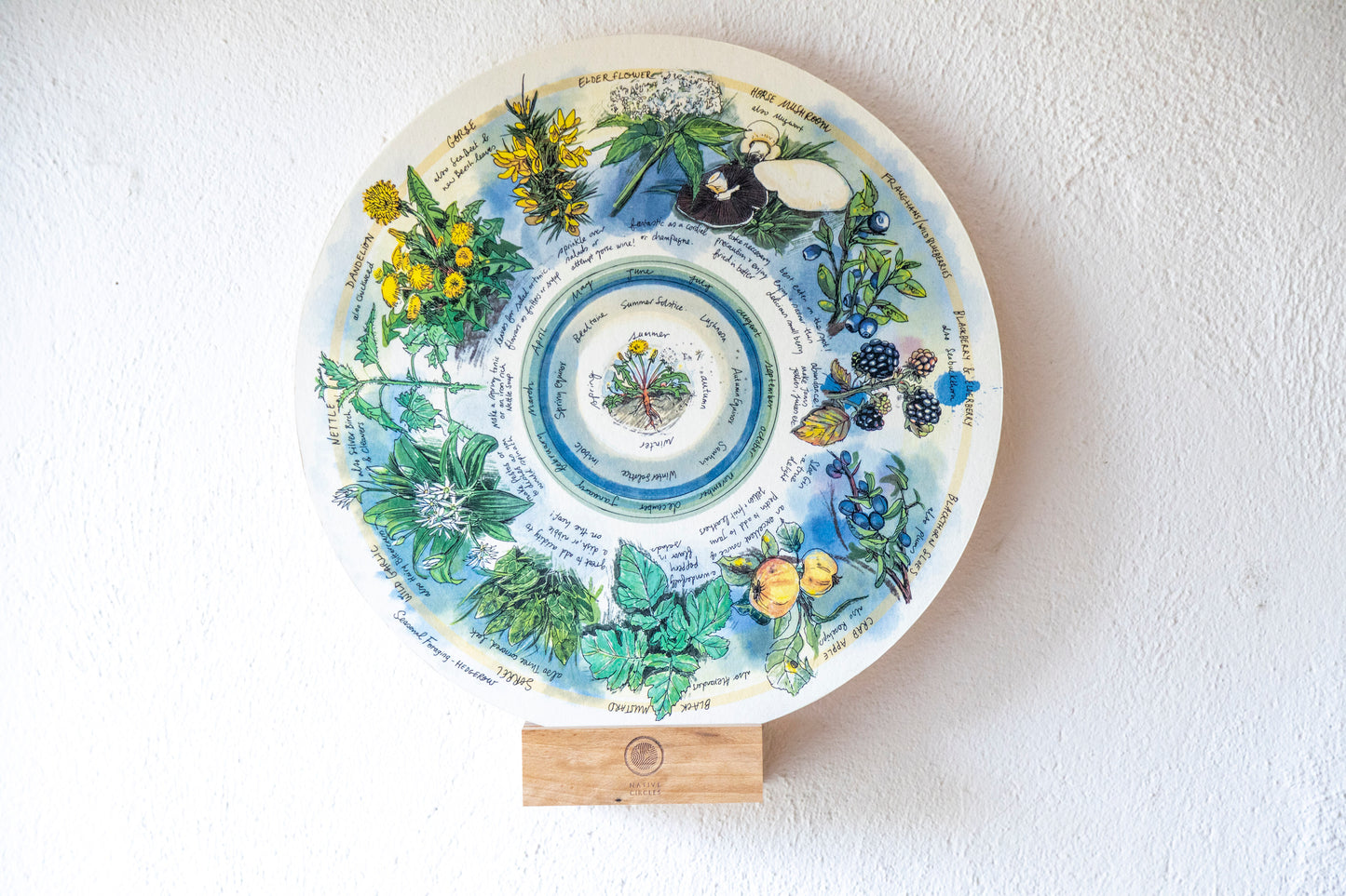 Seasonal Foraging, Hedgerow — Wooden Circular Print
