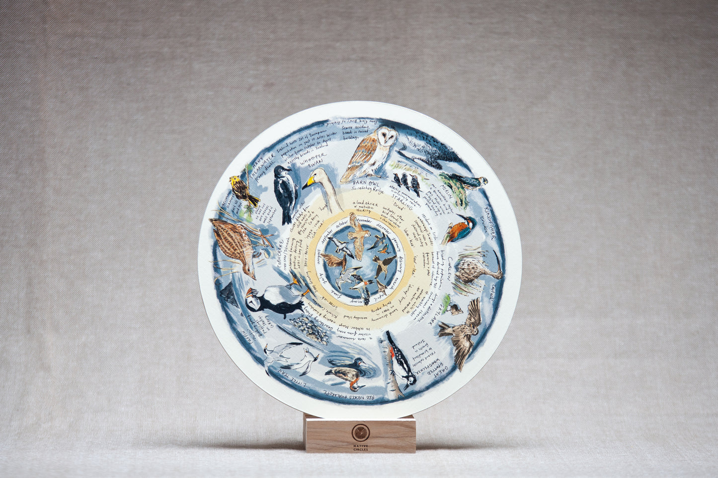 Some Rare Birds of Ireland — Wooden Circular Print