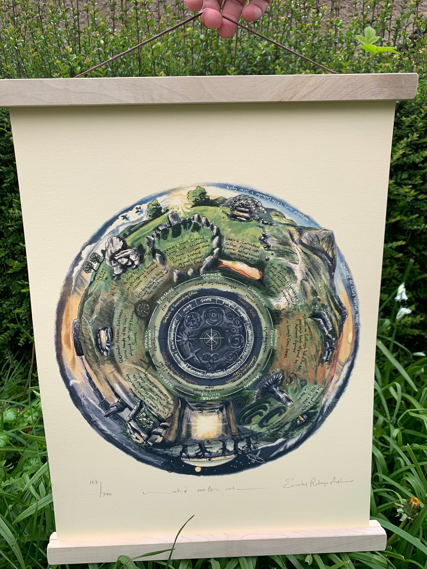 Magnetic frame holding Sacred Sites limited edition print in SRA3 size