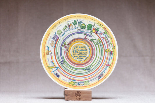 Seasonal Food Calendar — Wooden Circular Print