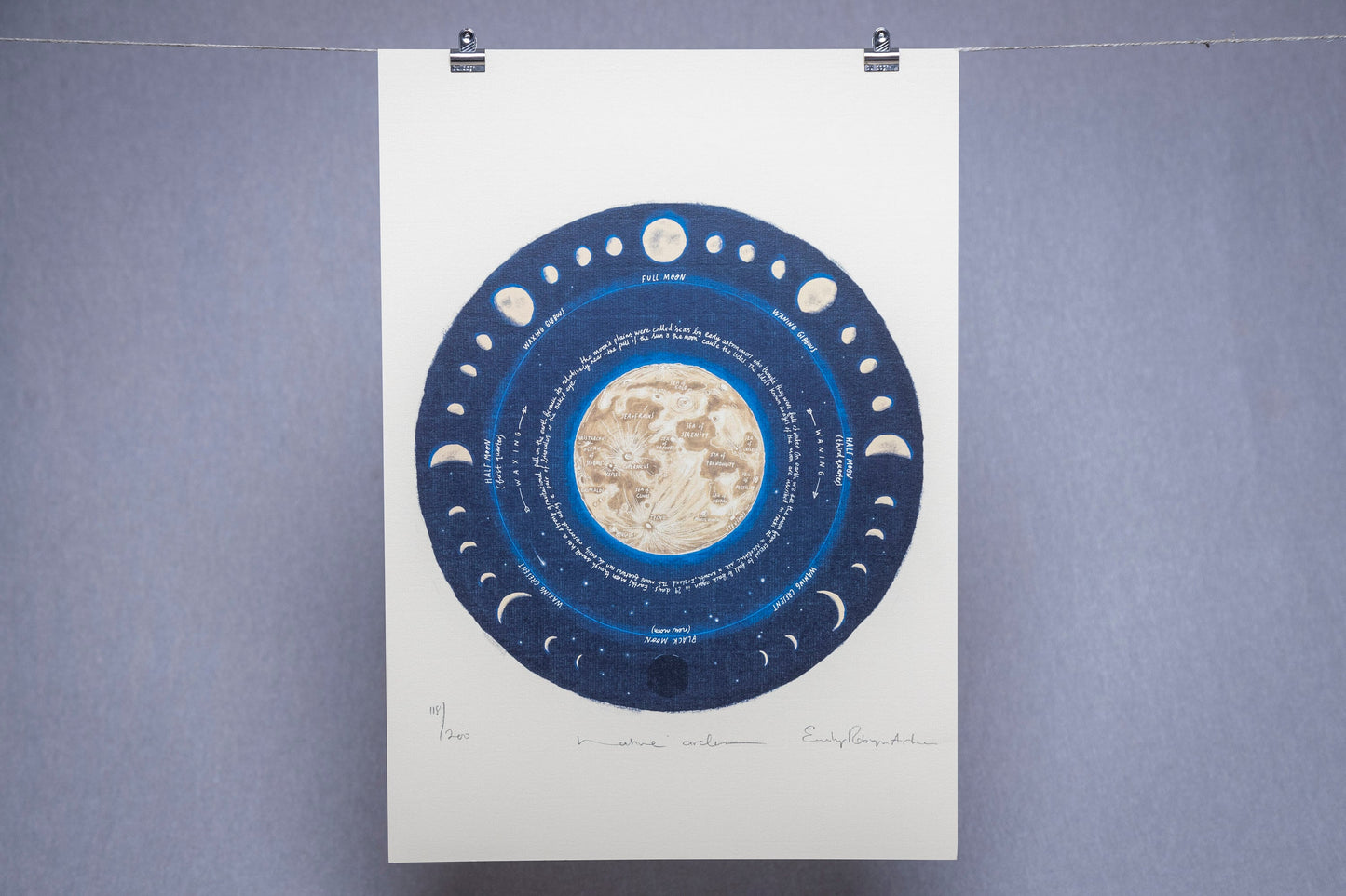 Moon Phases, Lunar Calendar — Limited Edition Print on Paper