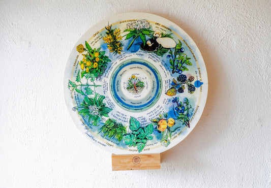 Seasonal Foraging, Hedgerow — Wooden Circular Print